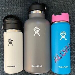 Hydro Flask Water Bottle Set - Gray, Blue, White
